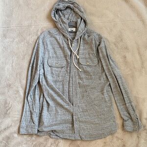Gray Hooded Button-Up Shirt/shirt jacket